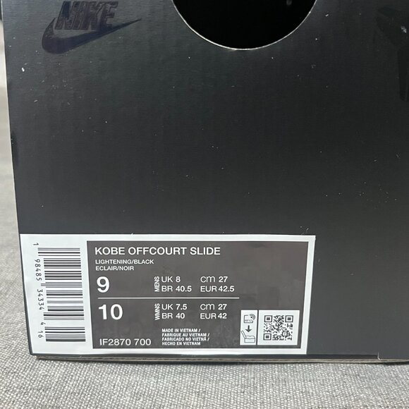 Nike Kobe Offcourt Slides Men 9 Wmns 10 Lightning Yellow Black IF2870-700 NWT